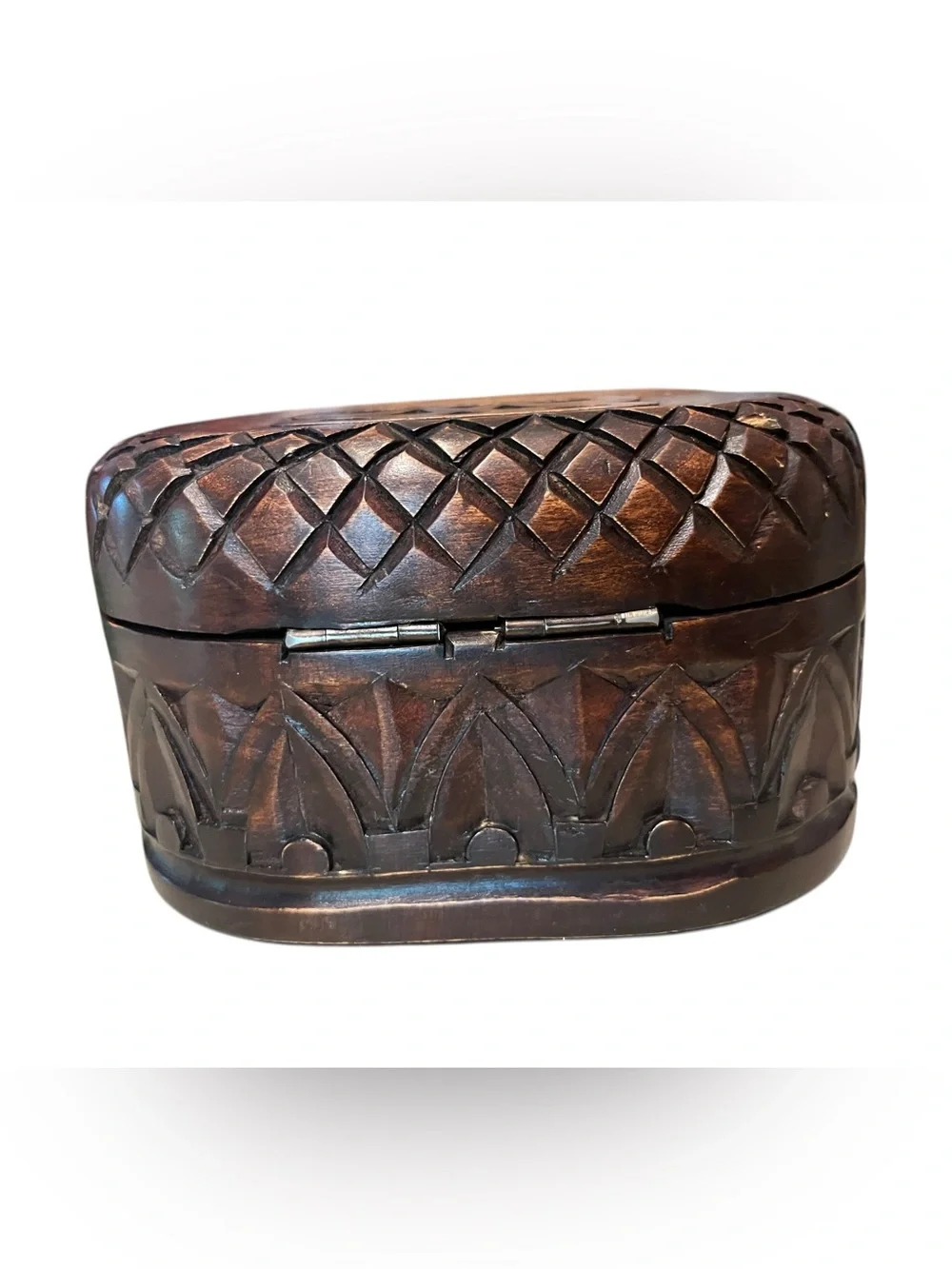 Vintage Intricate Hand Crafted Wood Jewelry Trinket Box